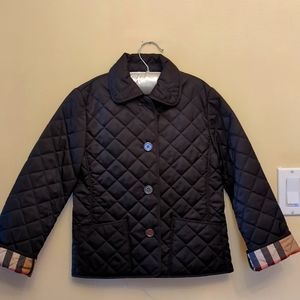 Burberry girl's children's black and trademark plaid, quilted jacket size 7